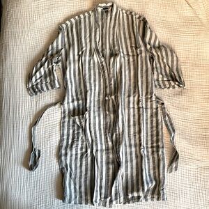 EUC H&M Linen Oversized Striped Robe